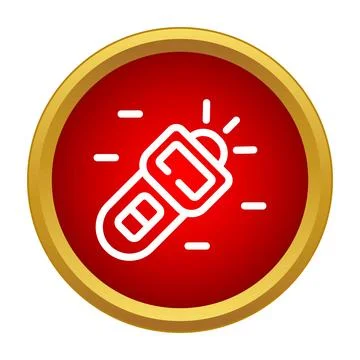 Flashlight illuminating light beam outline icon symbol Stock Illustration