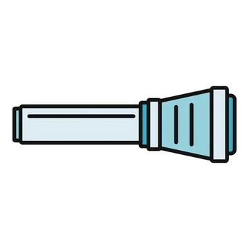 Flashlight illuminating light emitting device icon Stock Illustration