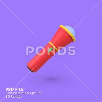 Flashlight isolated 3d render icon illustration PSD Template