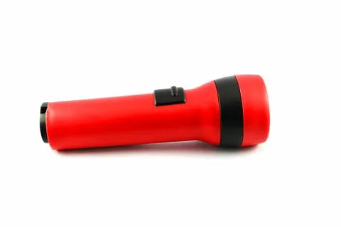 Flashlight isolated / Red torch light on white background Stock Photos