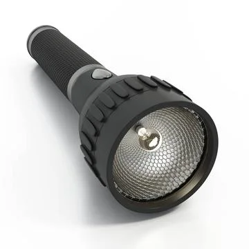 Flashlight isolated on white background. 3D illustration Flashlight isolat... Stock Photos