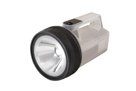 Flashlight with a large reflector. Isolated Stock Photos