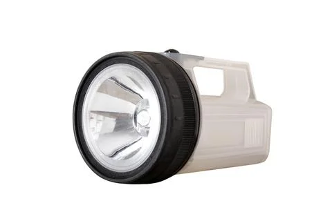 Flashlight with a large reflector. Isolated Stock Photos