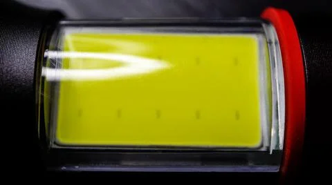 Flashlight LED is off at close range Stock Photos