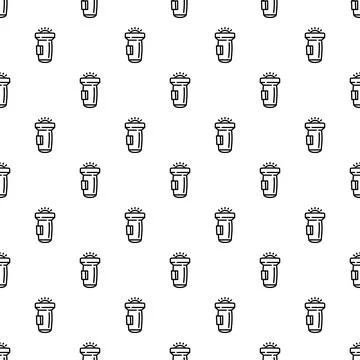 Flashlight line art seamless pattern on white background 스톡 일러스트