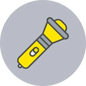 Flashlight Line Filled Circle Icon Stock Illustration
