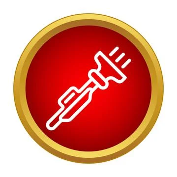 Flashlight line icon inside round button Stock Illustration