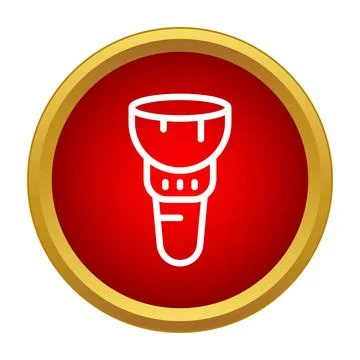 Flashlight line icon on red button design Stock Illustration