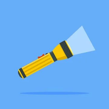 Flashlight logo with light beam, house object illustration Stock Illustration