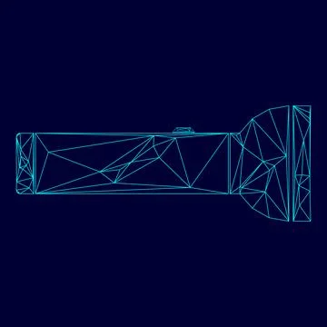 Flashlight low poly triangulation triangulated polygonal electric cyan blue v Illustration