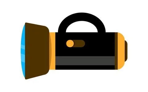 Flashlight manual battery camping black flat Illustrazione stock