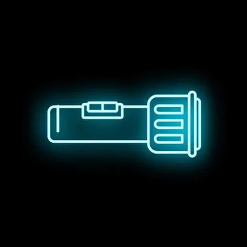 Flashlight neon icon creating glowing blue light Stock Illustration
