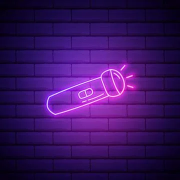 Flashlight neon icon. Vector illustration for the design of advertising, webs Stock Illustration
