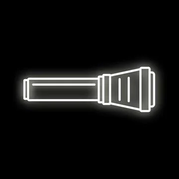 Flashlight neon outline generating light beam Stock Illustration