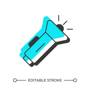 Flashlight offset shadow line icon Stock Illustration
