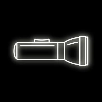 Flashlight outline glowing on black background Stock Illustration