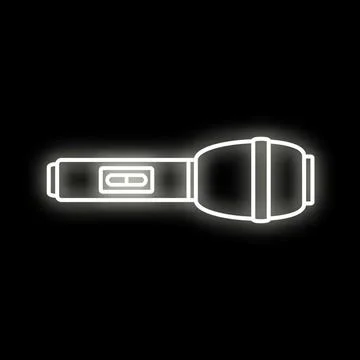 Flashlight outline icon glowing white neon style Ilustração Stock