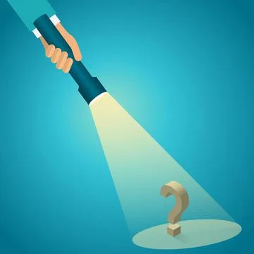 Flashlight on a question mark Illustrazione stock