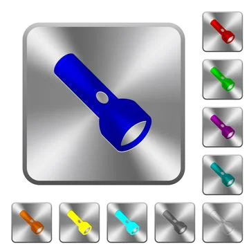 Flashlight rounded square steel buttons Stock Illustration