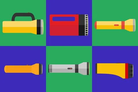 Flashlight, a set of flashlights Stock Illustration