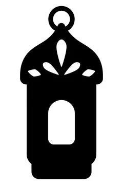Flashlight. Silhouette. The lantern cover is decorated with three petals Stock Illustration