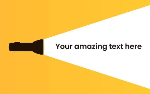 Flashlight silhouette with ray on the yellow background. 库存插图