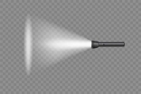 Flashlight on a transparent background. Shine lighting torch. Vector Stock Illustration