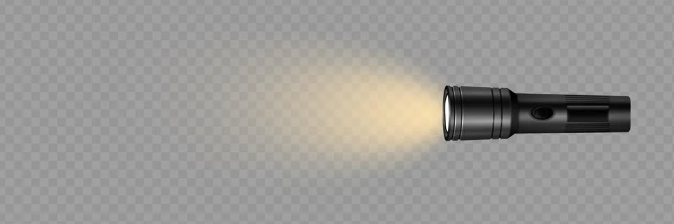 Flashlight on a transparent background. Shine.lighting the space. Stock Illustration
