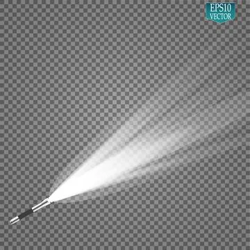 Flashlight on a transparent background. Vector illustration Illustrazione stock