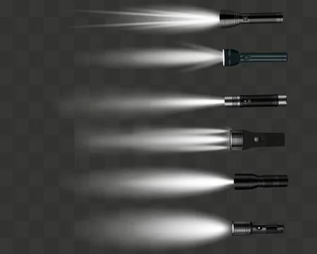 Flashlight on a transparent Vector illustration. Stock Illustration