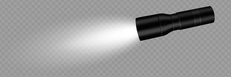 Flashlight on a transparent Vector illustration. Stock Illustration