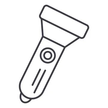 Flashlight vector line icon, sign, illustration on background, editable strok Stock Illustration