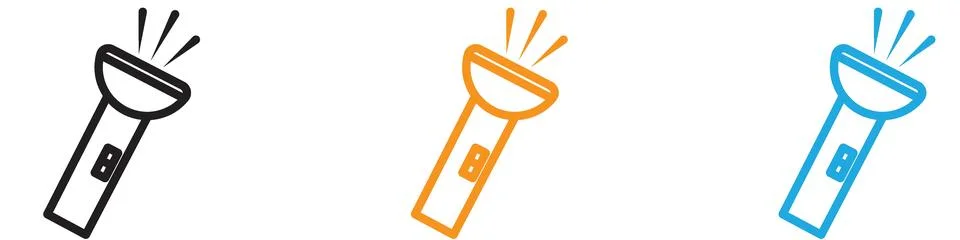 Flashlight vector logo set collection for web app ui Stock Illustration