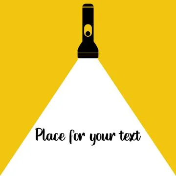 Flashlight Vector. Place for your text. Concept of flat flashlight in dark 스톡 일러스트