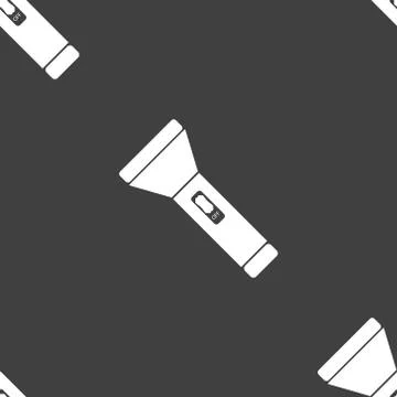 Flashlight web icon. flat design. Seamless gray pattern. イラスト素材