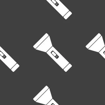 Flashlight web icon. flat design. Seamless gray pattern. イラスト素材