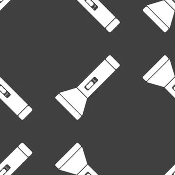Flashlight web icon. flat design. Seamless gray pattern. イラスト素材