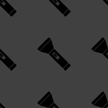 Flashlight web icon. flat design. Seamless gray pattern. イラスト素材