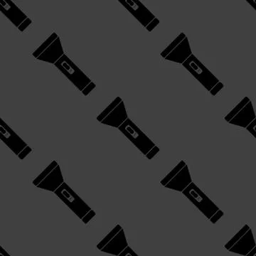 Flashlight web icon. flat design. Seamless gray pattern. 스톡 일러스트