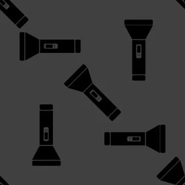 Flashlight web icon. flat design. Seamless gray pattern. イラスト素材
