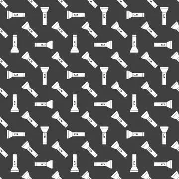 Flashlight web icon. flat design. Seamless gray pattern. 스톡 일러스트