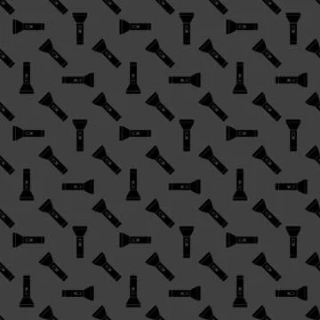 Flashlight web icon. flat design. Seamless gray pattern. Stock Illustration