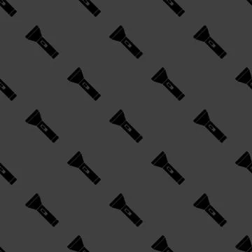 Flashlight web icon. flat design. Seamless gray pattern. 스톡 일러스트