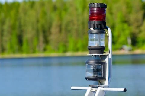 Flashlights on a boat stern Stock Photos