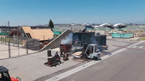 Flashover Fire Training Exercise in Ventura County Stockbeeldmateriaal 336794531