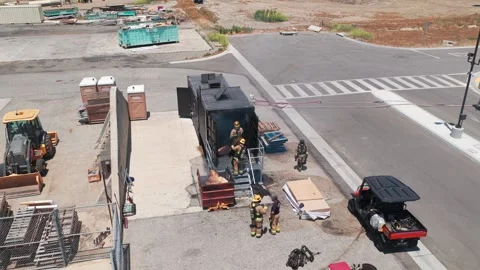 Flashover Fire Training Exercise in Ventura County Stockbeeldmateriaal 336794561