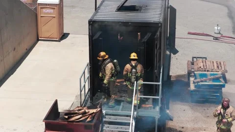Flashover Fire Training Exercise in Ventura County Stock Footage 336794656
