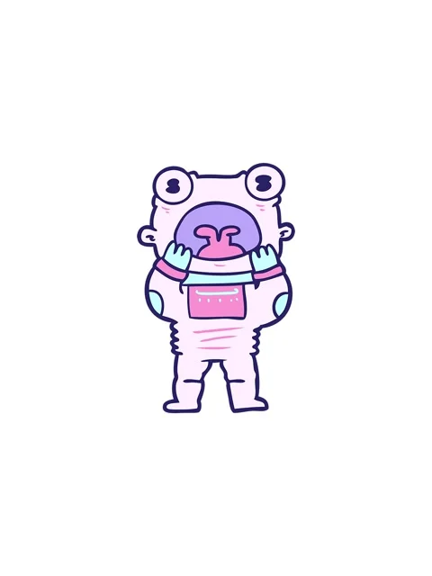 Flashy sales animation of cartoon alien gasping in surprise Stock Footage 324083250