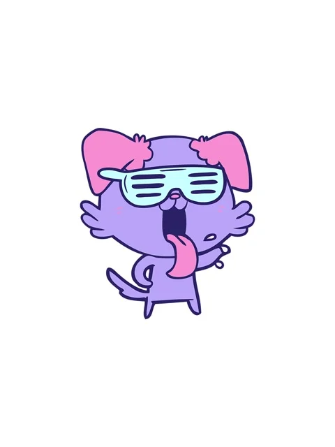 Flashy sales animation of cartoon panting dancing dog Vidéo 324437467