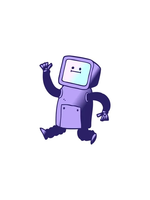 Flashy sales animation of vector gradient illustration cartoon robot running Stock Footage 324357377